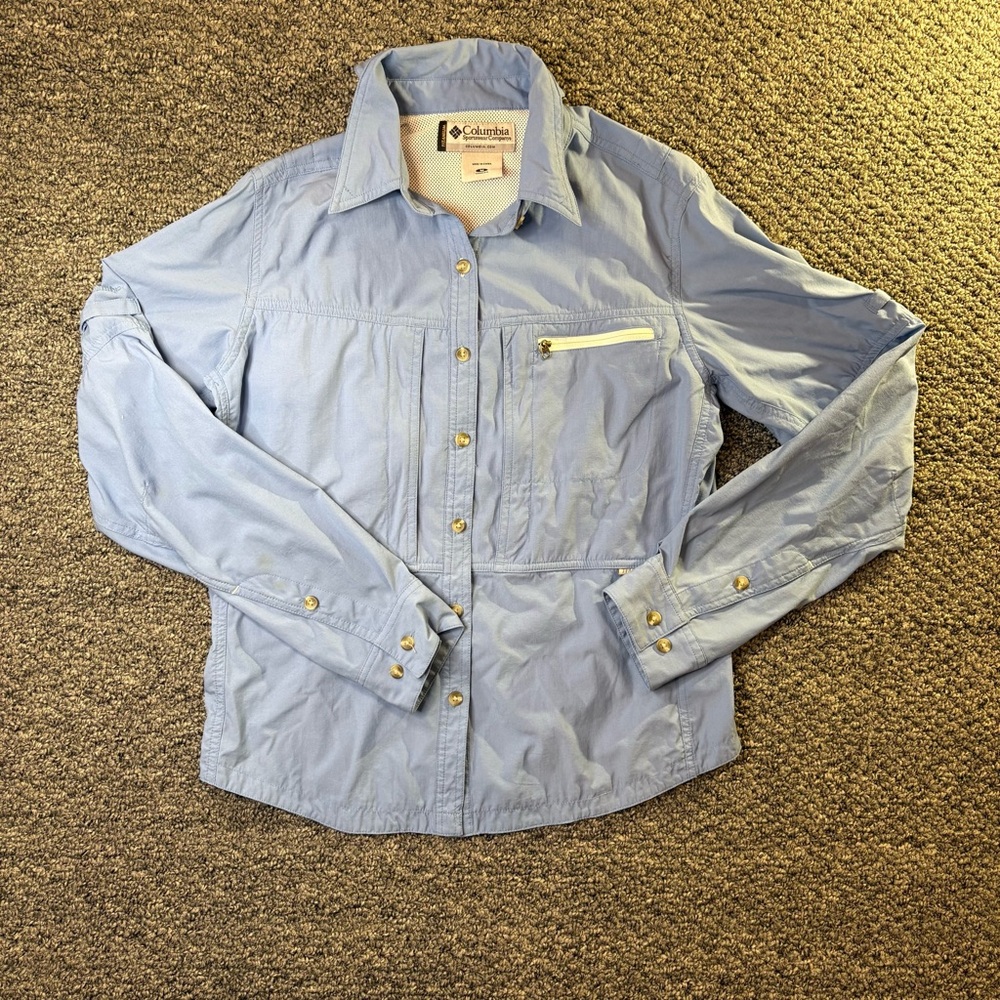 Columbia Women’s Long Sleeve Outdoor Hiking Shirt Blue Size M
